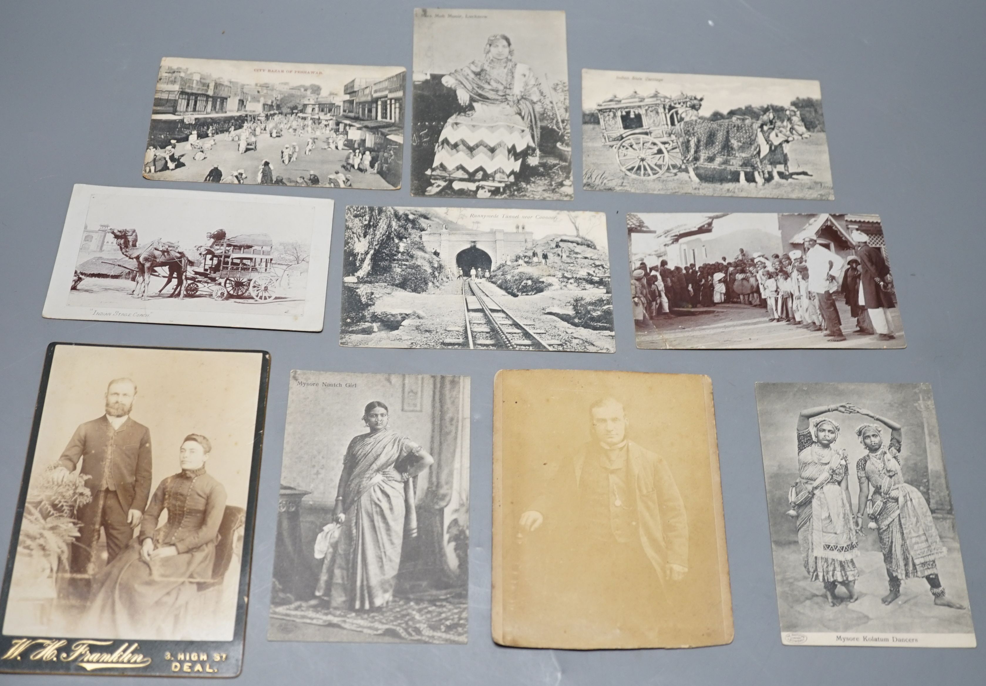 Carte du Viste and Edwardian and later postcards including India, British army etc.